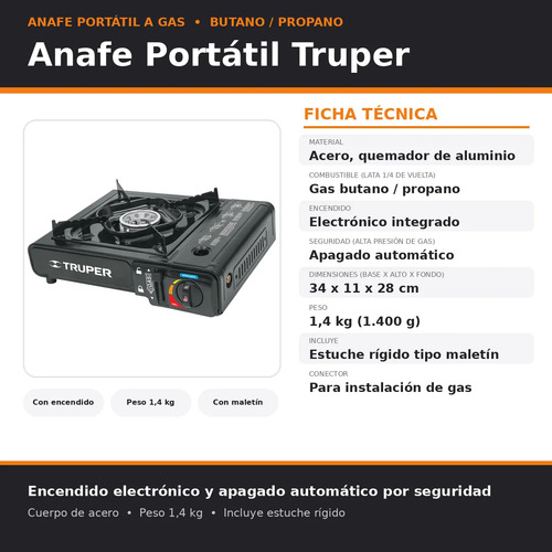 Anafe Portatil A Gas Butano + 2 Cartuchos De Gas Butano - Imagen 4