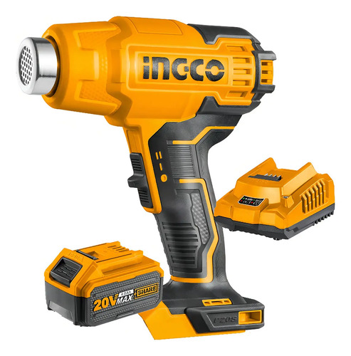 Pistola De Calor 20v Ingco Batería 4 Ah + Cargador Hgli20025 Amarillo - Imagen 2