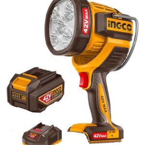 Linterna 42v 50w 2 Bateria 2ah Cargador Ingco Cwli42896 Blanco Amarillo