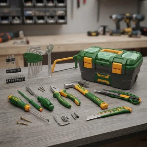 Se Kit Juego De 85 Herramientas Manuales Jadever En Valija Verde Con Amarillo