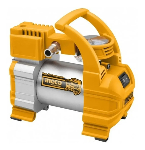 Mini Compresor Auto 12 Volt Ingco Aac1408 140psi 10bar Amarillo 50 / 60 Hz Bifásica - Imagen 4