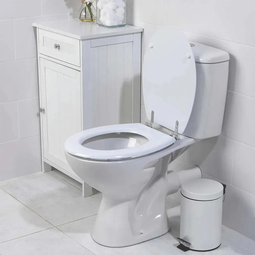 Asiento Tapa De Inodoro Water Universal Blanca Madera Blanco Blanco - Imagen 9