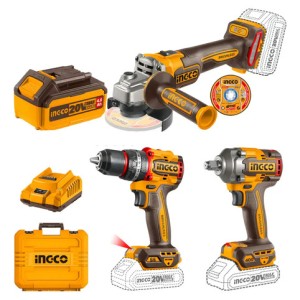 Ingco Cosli241291 Kit Combo Bateria Amoladora Taladro Llave