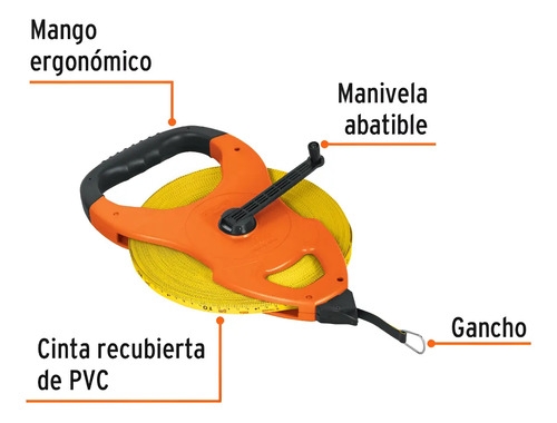 Cinta Metrica Truper 100 Metros Fibra De Vidrio Tfc-100me - Imagen 3