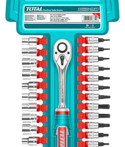 Juego De Dados, Tubos Y Llave Crique Total, 27 Piezas, Encastre 1/4'' - Tht141271 Turquesa