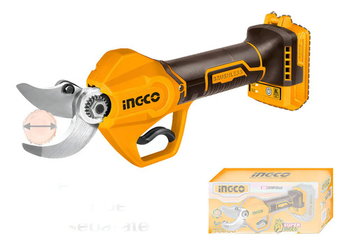 Tijera De Poda Inalámbrica Ingco 20v 20mm/30mm Sin Batería Naranja - Imagen 6