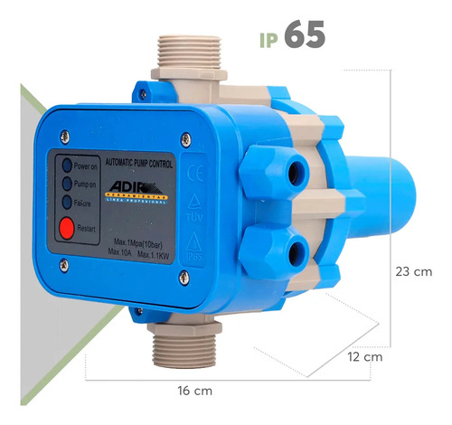 Kit Bomba Eléctrica Periférica 1/2hp + Presurizador De Agua Azul - Imagen 8