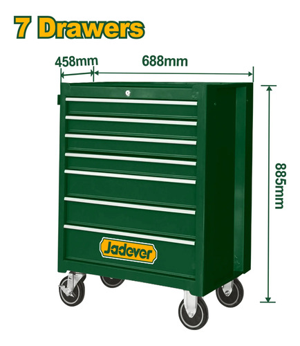 Gabinete Para Herramientas Móvil Jadever 7 Estantes Verde Oscuro - Imagen 2