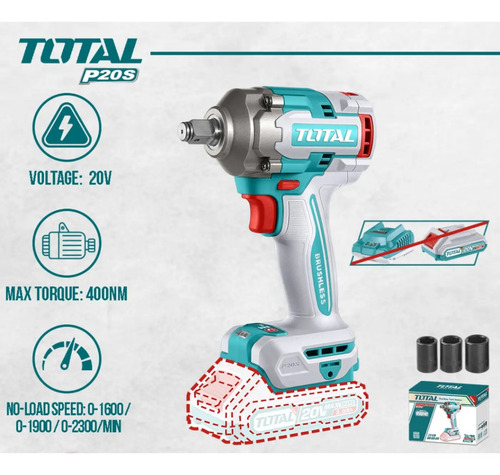 Llave Impacto 400nm S/carb S/bat Total Tiwli20401 Industrial Turquesa 50 Hz / 60 Hz - Imagen 3