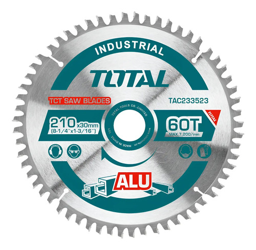 Disco De Corte Para Aluminio 210mm 60 Diente Total Tac233523 Plateado