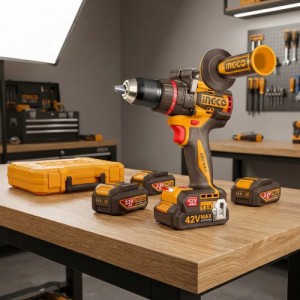 Taladro Atornillador Percutor A Bateria 42v 139nm Ingco Amarillo 50hz/60hz