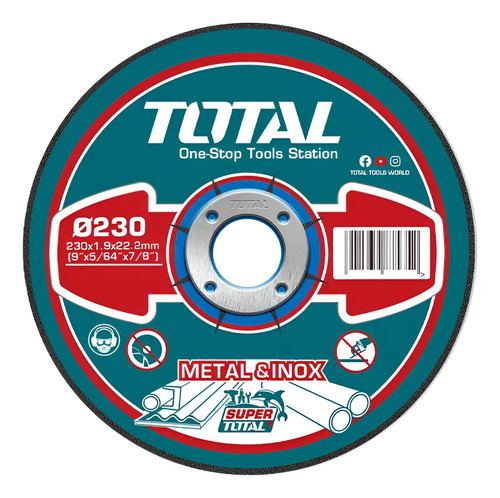 Disco Abrasivode Corte Total Tools Tac2192302 23cm X 1.9mm Color Turquesa