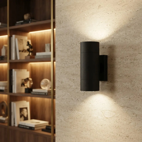 Aplique Doble O Simple Pared Interior Exterior Gu10 Ip54 Aplique Doble Luz Negro - Imagen 2
