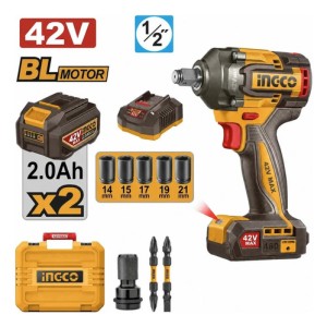 Llave De Impacto 460nm Bateria 42v Bat 2ah Ingco Ciwli42462 Amarillo 50hz/60hz