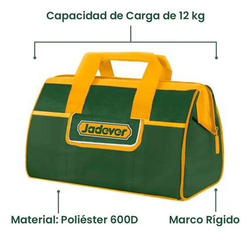 Bolso Para Herramientas 16 Pulgadas Jadever Color Verde Verde - Imagen 2