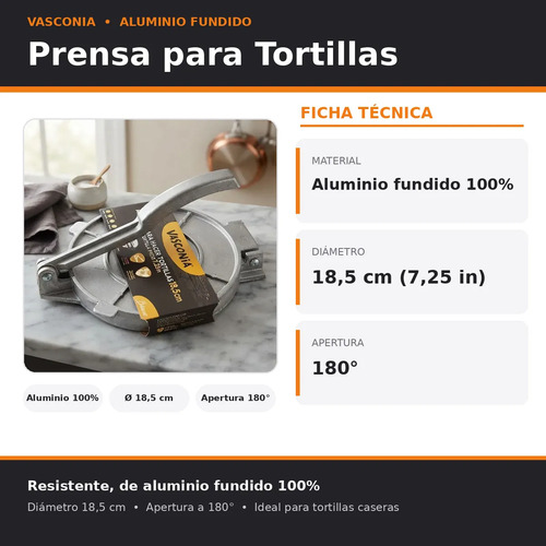 Maquina De Hacer Tortilla Tacos Rapiditas Vasconia Española Aluminio - Imagen 5