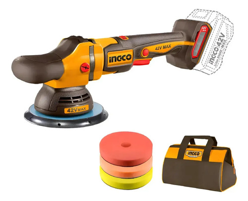 Lustra Pulidora A Bateria 42v Brushless 150mm C/accesorios Naranja Claro - Imagen 4